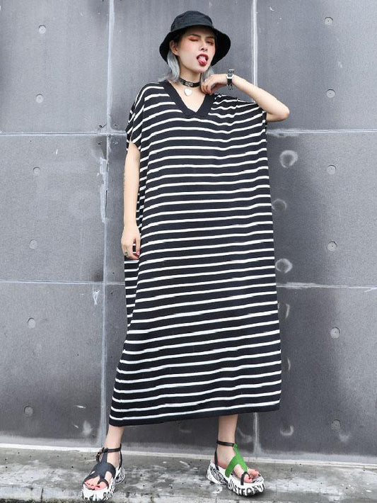 Striped V-neck Dress