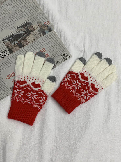 Original Cartoon Printed Knitting Sweater Gloves