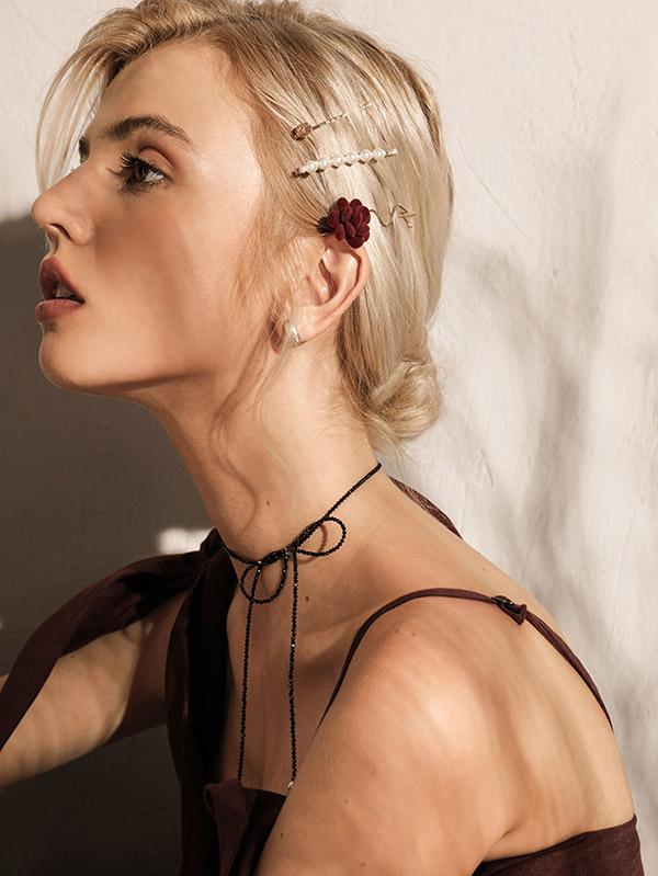 Vintage Flower Imitation Pearls Barrette Suit