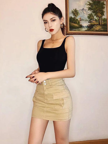 Sexy Solid Wrap Spaghetti-Neck Vest Top