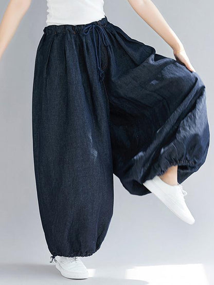 Loose Plus Size Denim Bloomers Pants