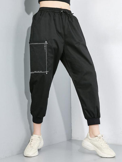 Loose Elastic Waist Design Tooling Harem Pants