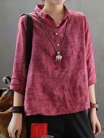 Linen Vintage Lapel Blouse