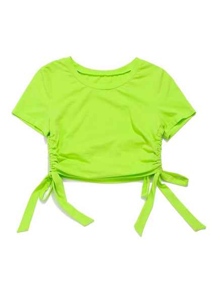 Side Drawstring Solid Tees