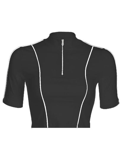 Crop Contrast Trim Sport Tees