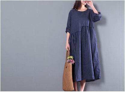 Casual Loose Cotton Long Sleeve Dress