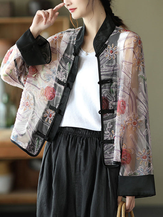 Original Thin See-Through Embroidered Long Sleeve Outerwear