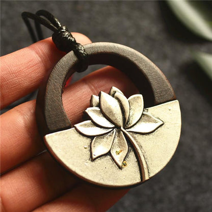 Buykud Simple Alloy Lotus Sweater Chain Long Necklace