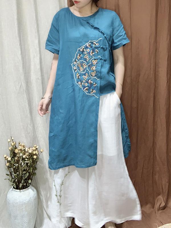 Original Embroidered Buckle Irregularity Tops