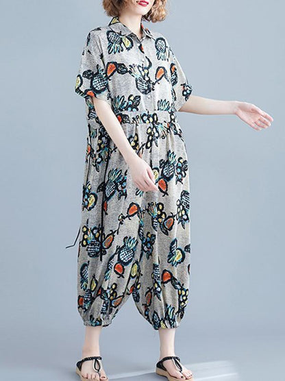 New Loose Printed Chiffon Jumpsuits Bottom