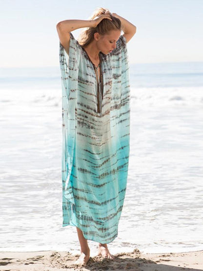 Plus Size Loose Printed Beach Cover-ups