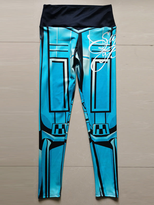 Geometric Print Peach Hip High Waist Yoga Leggings