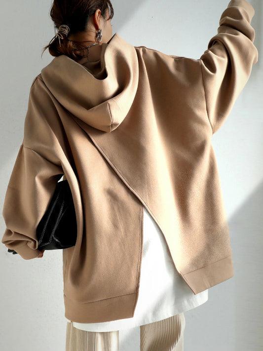 Urban Loose Solid Color Split-Back Long Sleeves Hoodies