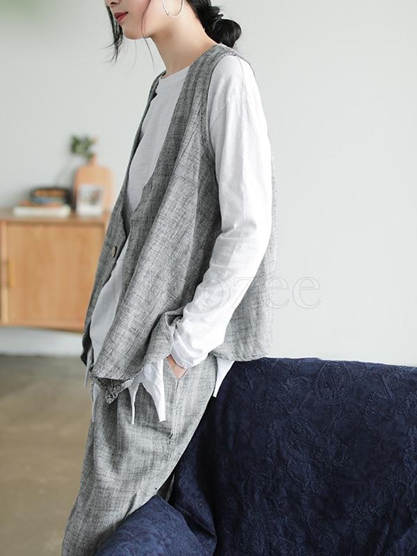 Original Retro Linen Vest&Harem Pants Suits