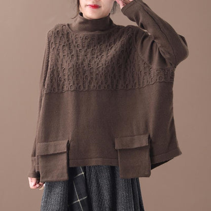 Buykud Casual Spliced Pure Color Comfortable Sweater