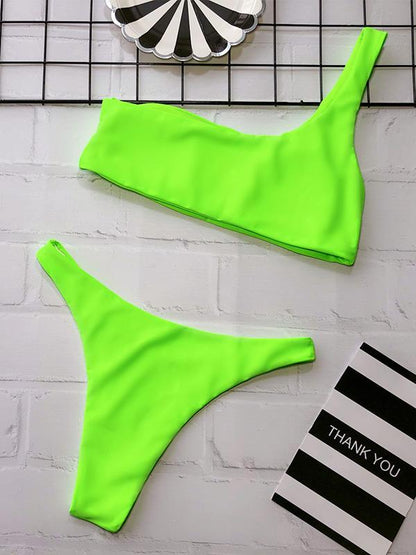One Shoulder Bandeau Bikini Swimsuit