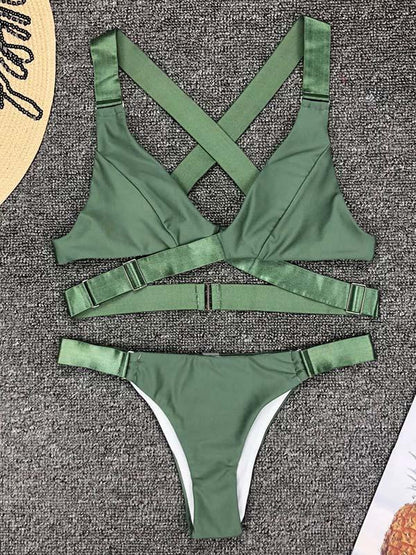 Plain Adjustable Bikini Swimsuit