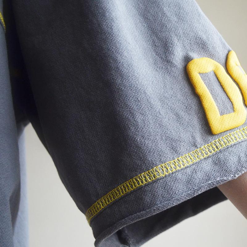 Cotton Round Neck Spliced Letter Casual Blouse