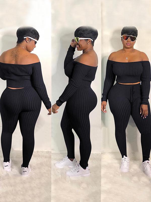 Off-The Shoulder Solid Yoga Suits