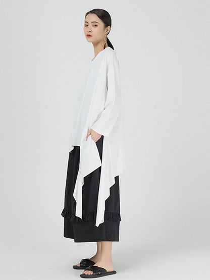 Loose Cropped Solid Color Long Sleeve T-Shirt