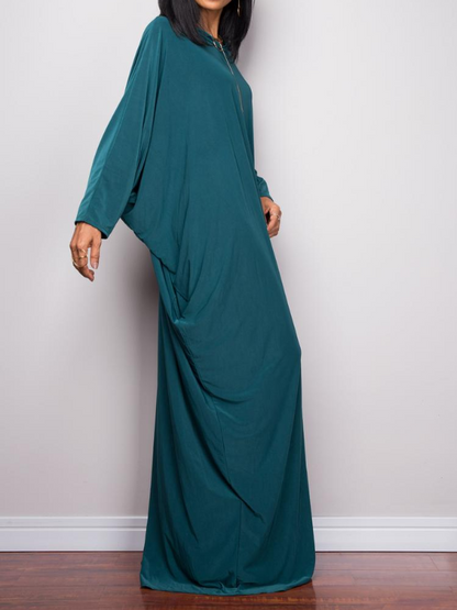 Casual Loose Round-Neck Long Sleeves Maxi Dress