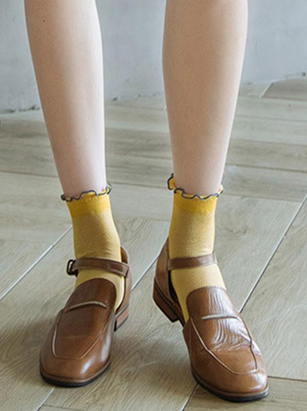 Simple Netting Frizz Tube Socks