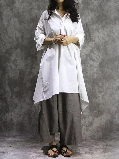 Solid Cropped Loose Shirt Top