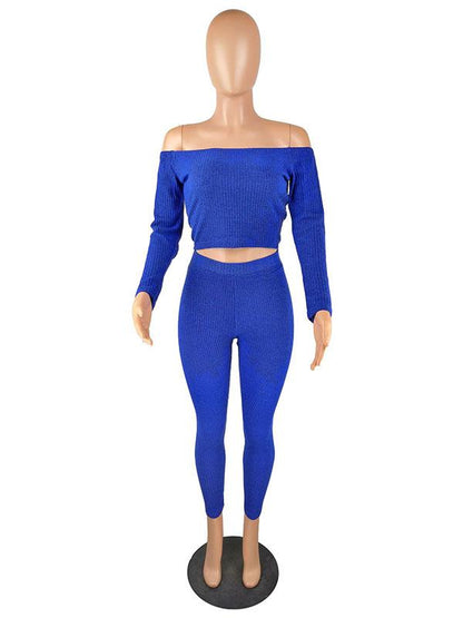 Off-The Shoulder Solid Yoga Suits