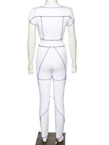 Fashion U-Neck Short Sleeves Yoga Suits