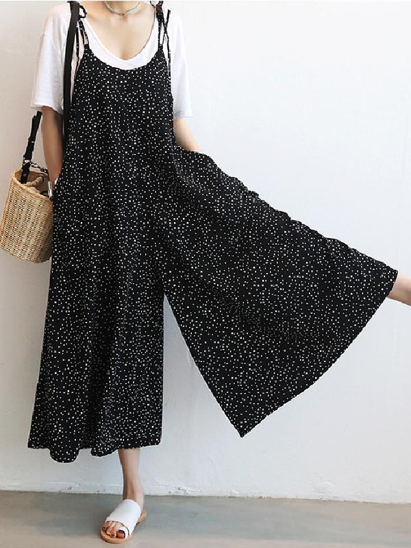 Loose Comfortable Polka-Dot Print Jumpsuit
