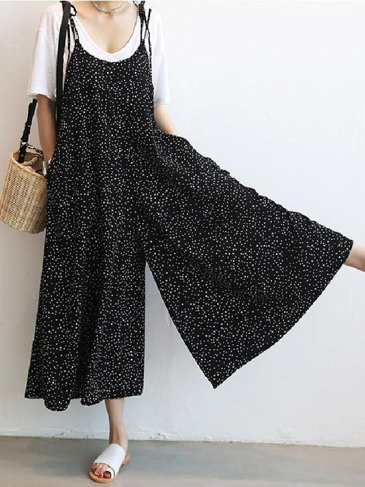 Loose Comfortable Polka-Dot Print Jumpsuit