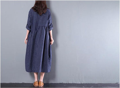 Casual Loose Cotton Long Sleeve Dress