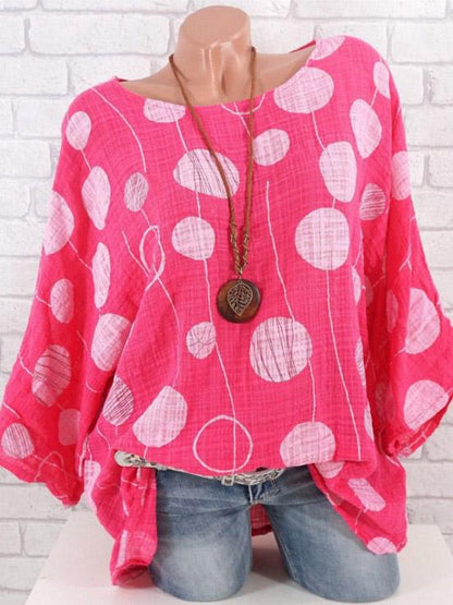 Round-Neck Batwing Sleeve Blouses