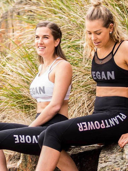 Mesh Letter Printed Sports Bra