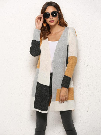 Solid Color Knitting Long Sleeves Cardigans Tops