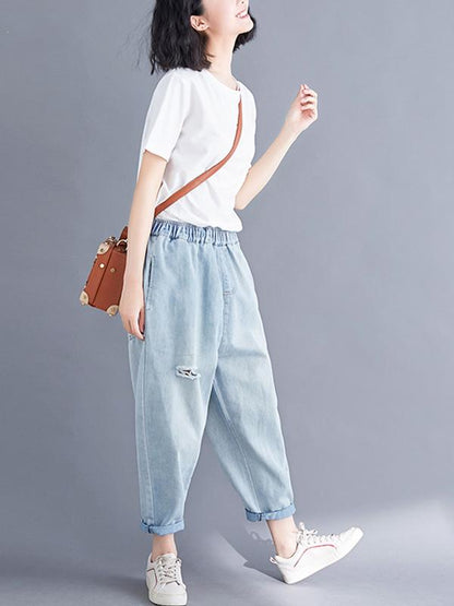 Loose Jean Ripped Trousers