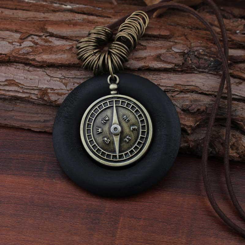 Buykud Alloy Compass Pendant Fashion Long Necklace