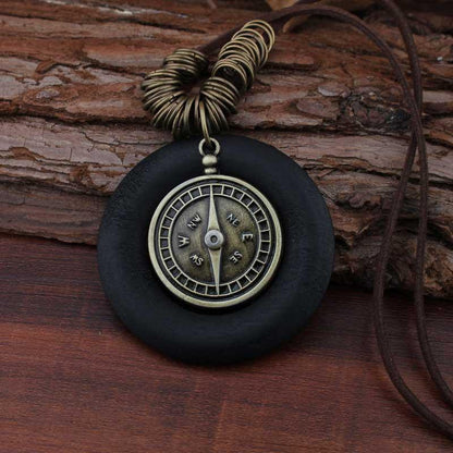 Buykud Alloy Compass Pendant Fashion Long Necklace