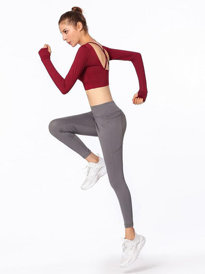 Cross-back Long-sleeve Sports Tees & Tanks