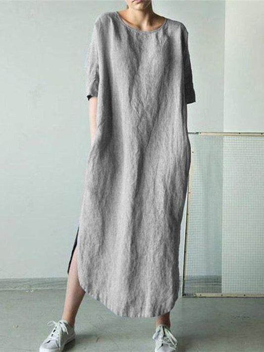 Round-neck Short Sleeves Maxi Dress