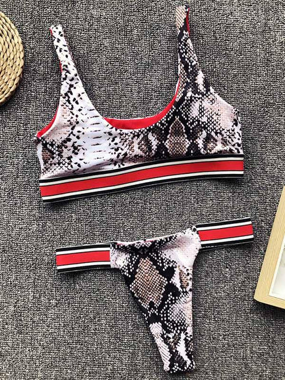 Snakeskin&Leopard Printed Bikinis Swimwear