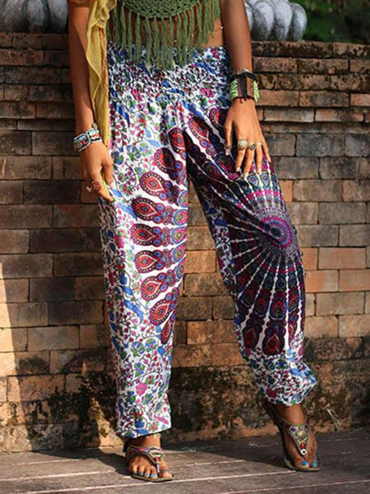 Fashion 2 Colors Elastic Waist Wide Leg Casual Pants