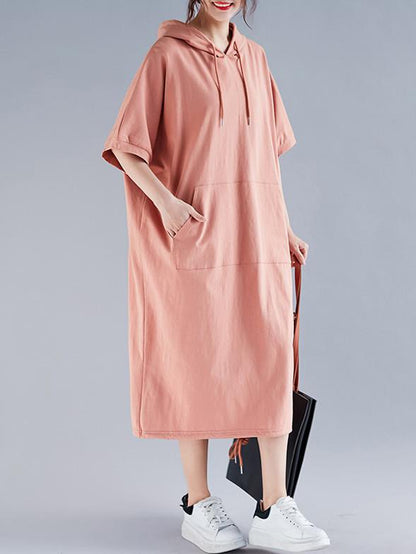 Oversize Solid Hooded Dress