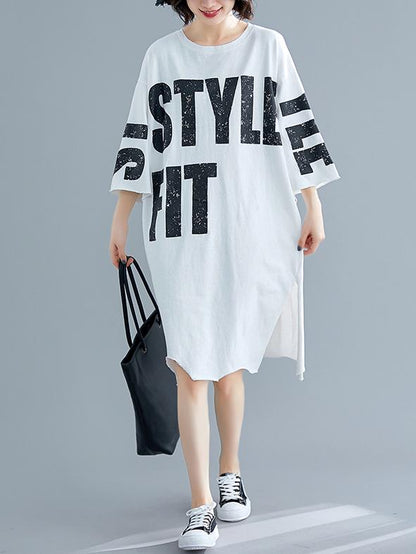 Loose Split-side Printed Dress