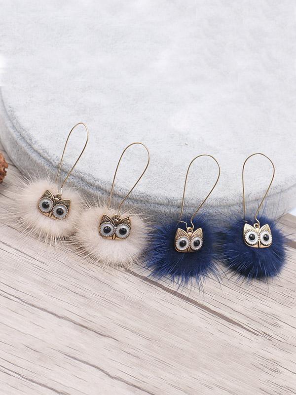 Cute 8 Colors Bohemia Owl Earrings