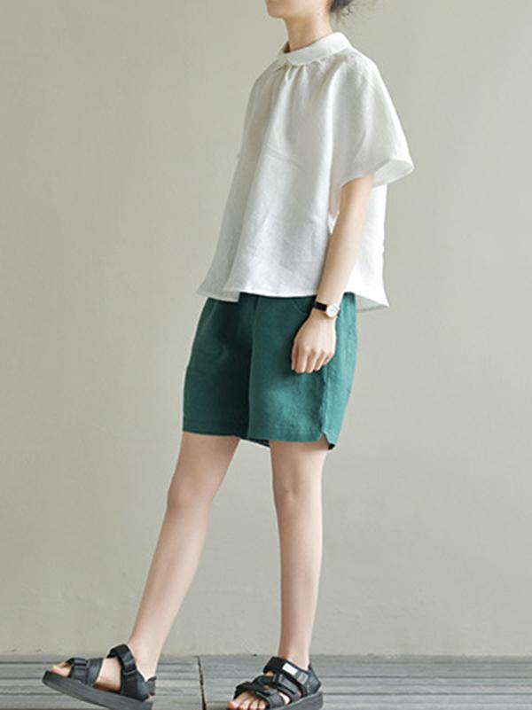 Leisure Solid Lapel Shirt Blouse Tops