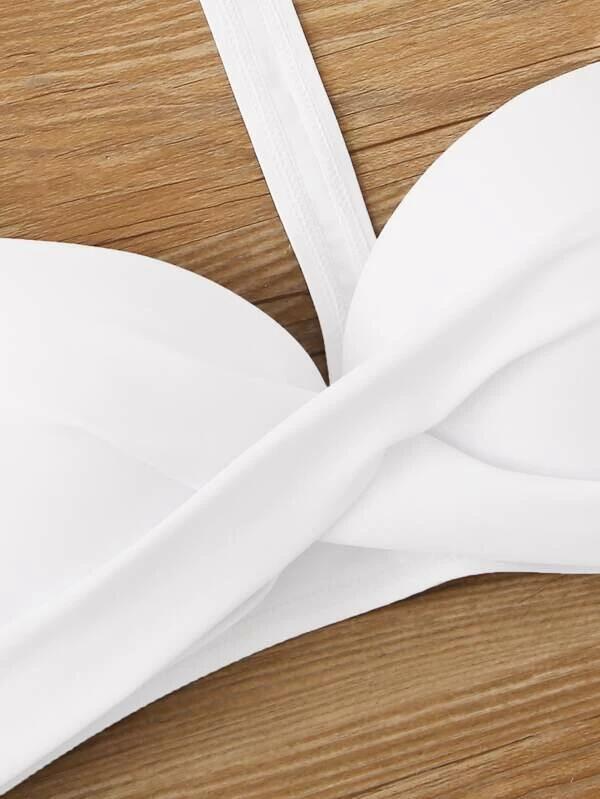 Solid Color Split-Joint Split Bikini Swimsuit