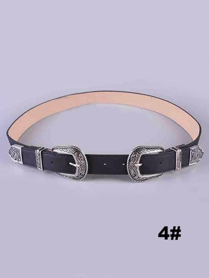 Vintage Sliver Buckle Double Belt Accessories