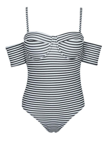 Striped Bandeau One-piece Swimsuit