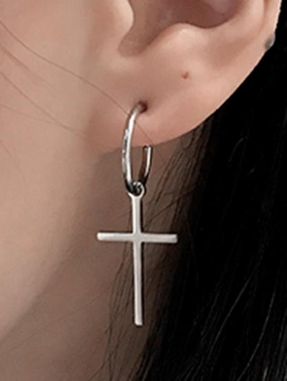 Literary Simple Cross Earrings